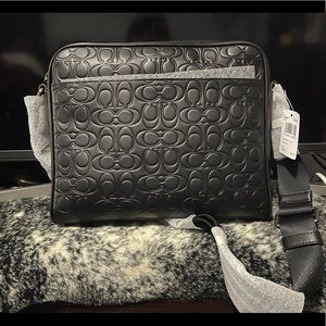 Coach Embroidered Black Lather Bag